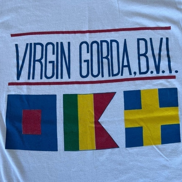Vintage Single Stitch Virgin Gorda BVI British Islands Short Sleeve Flag T-Shirt - Picture 4 of 9